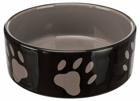 Trixie Miska ceramiczna czarna w szare łapki 0,8L/16cm [TX-24532]
