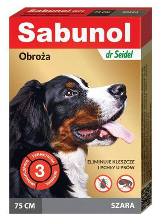 DermaPharm Sabunol GPI Obroża przeciw pchłom dla psa szara 75cm