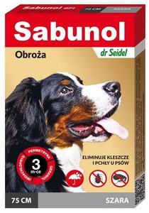DermaPharm Sabunol GPI Obroża przeciw pchłom dla psa szara 75cm