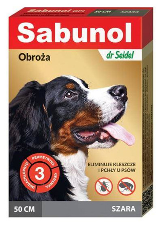 DermaPharm Sabunol GPI Obroża przeciw pchłom dla psa szara 50cm