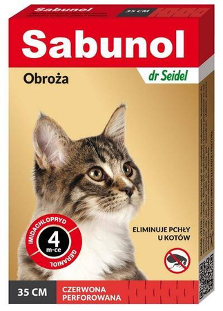 Sabunol Obroża przeciw pchłom dla kota czerwona 35cm